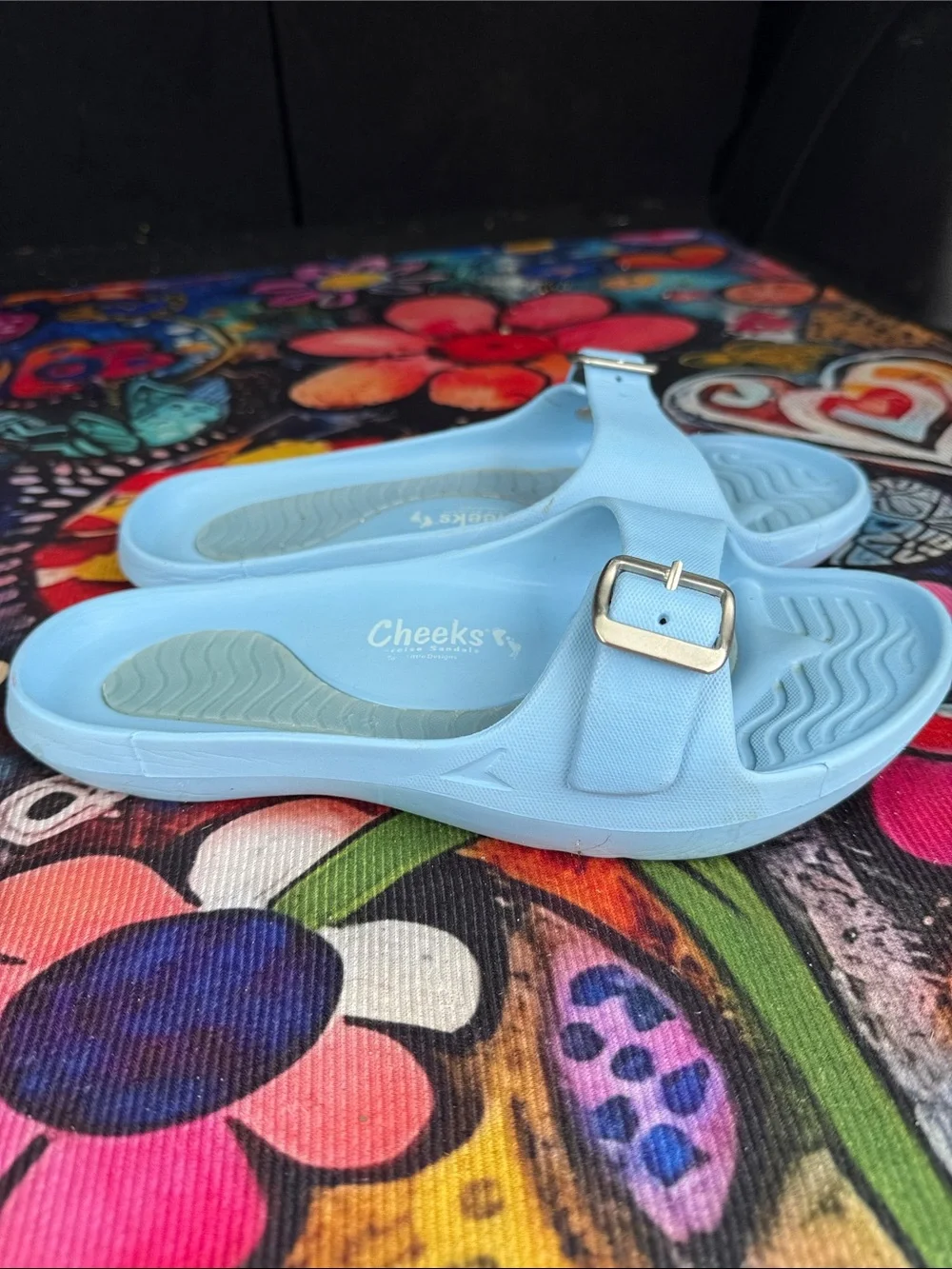 Cheeks Exercise Recovery Slides Sandals Powder Blue size 8 - Picture 9 of 9